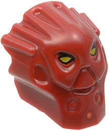 Minifigure, Head Modified Bionicle Inika Toa Jaller Pattern: {нов тъмно червен}