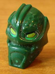 Minifigure, Head Modified Bionicle Inika Toa Kongu with Lime Eyes Pattern: {земно зелен}