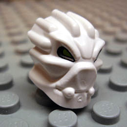 Minifigure, Head Modified Bionicle Inika Toa Matoro Pattern: {бял}