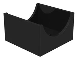 Container, Box 4 x 4 x 2 Bottom with Semicircle Cutout Ends: {черен}