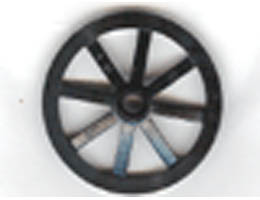 Wheel Wagon Large 33mm D., Hole Round for Wheels Holder Pin: {черен}