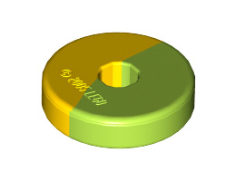 Projectile Disc 2 x 2 with Marbled Yellow Pattern: {ярко жълто-зелен}
