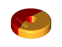 Projectile Disc 2 x 2 with Marbled Yellow Pattern: {ярко червен}