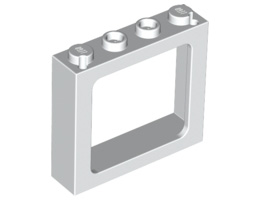 Window 1 x 4 x 3 Train - 2 Hollow Studs and 2 Solid Studs: {бял}