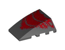Wedge 4 x 4 No Studs with Red Scales Pattern: {черен}