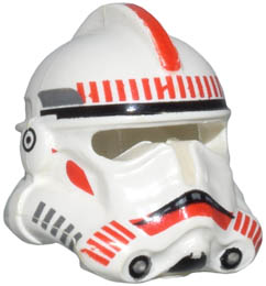 Minifigure, Headgear Helmet SW Clone Trooper Ep.3 Pattern with Red Stripe / Red Mouth Markings: {бял}
