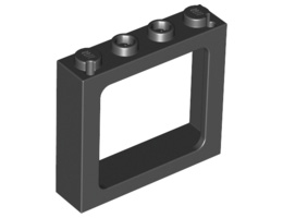 Window 1 x 4 x 3 Train - 2 Hollow Studs and 2 Solid Studs : {черен}