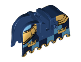 Horse Barding, Ruffled Edge with Gold Crowns and Gold Plate Armor Pattern: {земно син}