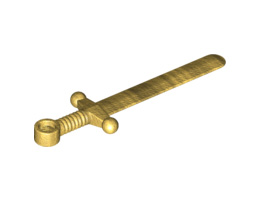 Minifigure, Weapon Sword, Greatsword Round : {хромирано златист}