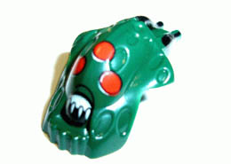 Minifigure, Head Modified Bionicle Barraki Kalmah with Red Eyes Pattern: {земно зелен}