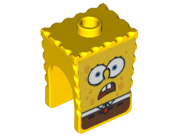 Minifigure, Head Modified SpongeBob SquarePants with Open Downturned Mouth Pattern: {ярко жълт}