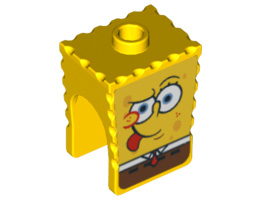 Minifigure, Head Modified SpongeBob SquarePants with Tongue Out Pattern: {ярко жълт}