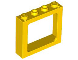 Window 1 x 4 x 3 Train - 2 Hollow Studs and 2 Solid Studs : {ярко жълт}
