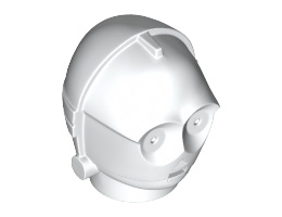 Minifigure, Head Modified SW C-3PO / K-3PO Protocol Droid Plain: {бял}
