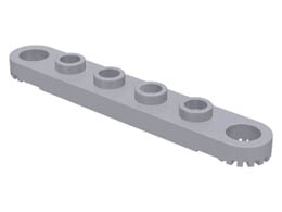 Technic, Plate 1 x 6 with Toothed Ends : {умерено каменно сив}