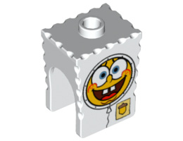 Minifigure, Head Modified SpongeBob SquarePants with Spacesuit Pattern: {бял}
