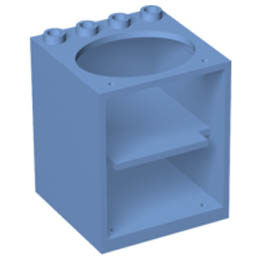 Container, Cupboard 4 x 4 x 4 with Elliptical Hole for Sink: {умерено син}