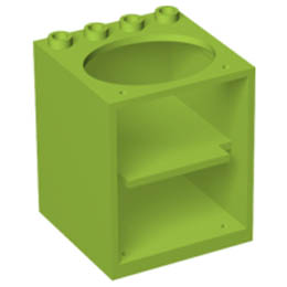 Container, Cupboard 4 x 4 x 4 with Elliptical Hole for Sink: {ярко жълто-зелен}