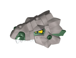 Dragon Head (Fantasy Era) Upper Jaw with Metallic Silver Armor and Yellow Eyes Pattern: {земно зелен}