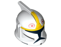 Minifigure, Headgear Helmet SW Clone Trooper with Holes, Clone Pilot Pattern: {бял}