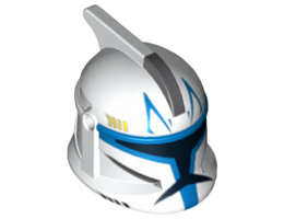 Minifigure, Headgear Helmet SW Clone Trooper with Holes, Blue Stripe Pattern: {бял}