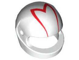 Minifigure, Headgear Helmet Motorcycle (Standard) with Red 'M' Pattern: {бял}