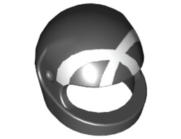 Minifigure, Headgear Helmet Motorcycle (Standard) with White 'X' Pattern: {черен}