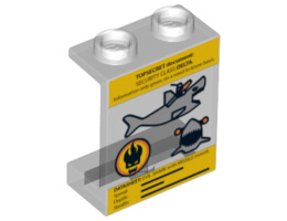 Panel 1 x 2 x 2 - Hollow Studs with Sharks with Missiles Datasheet and Agents Villain Logo Pattern: {прозрачен}