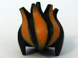 Minifigure, Hair Spiked Top with Orange Streaks Pattern: {черен}