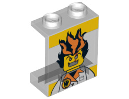 Panel 1 x 2 x 2 - Hollow Studs with Agents Dr. Inferno Pattern: {прозрачен}
