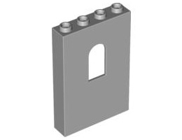 Стенен елемент 1X4X5 със заоблен процеп: {умерено каменно сив}