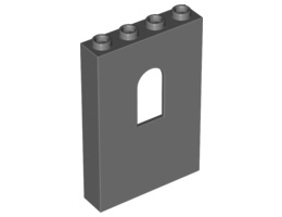 Стенен елемент 1X4X5 със заоблен процеп: {тъмно каменно сив}