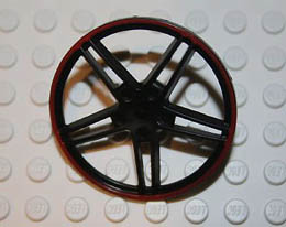 Wheel Cover 5 Spoke without Center Stud - 35mm D. - with Red Edge : {черен}