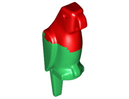 Bird, Parrot First Version with Small Beak with Marbled Red Pattern: {тъмно зелен}