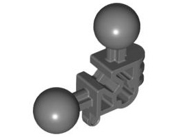 Bionicle Ball Joint 3 x 3 x 2 90 Degree with 2 Ball Joints and Axle Hole : {тъмно каменно сив}