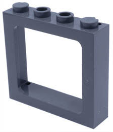 Window 1 x 4 x 3 Train - 2 Hollow Studs and 2 Solid Studs : {тъмно каменно сив}