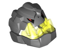 Large Figure Head Rock Monster King, Jaw Lower with Trans-Neon Green Teeth: {тъмно каменно сив}