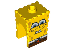 Minifigure, Head Modified SpongeBob SquarePants with Half-Open Eyes Pattern: {ярко жълт}