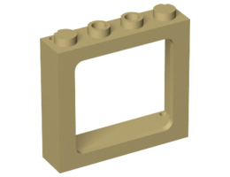 Window 1 x 4 x 3 Train - 2 Hollow Studs and 2 Solid Studs: {тухлено жълт}