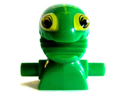 Minifigure, Head Modified Frenzy Pattern with Lime Eyes and Open Jagged Mouth, Torso Extension with Handles: {тъмно зелен}
