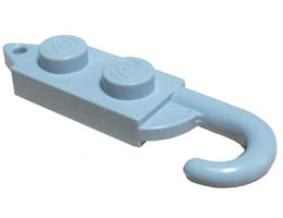 Hook Plate, Modified 1 x 2 with Crane Hook Left: {умерено каменно сив}