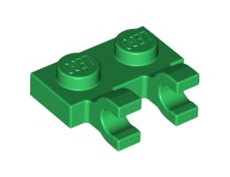 Плочка 1X2 с държач, вертикален : {тъмно зелен}