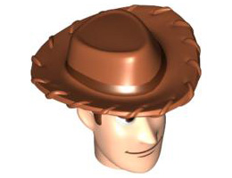 Minifigure, Head Modified Male with Dark Orange Hat Pattern (Woody): {светло нуга}