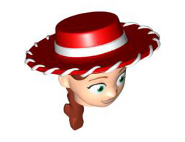 Minifigure, Head Modified Female with Red Hat and Ponytail Pattern (Jessie): {светло нуга}
