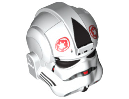 Minifigure, Headgear Helmet SW Stormtrooper Type 2, AT-AT Driver Red Imperial Logo Pattern: {бял}