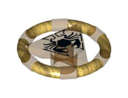 Ring with Center Triangle with Gold Bands and Crab Pattern (Atlantis Treasure Key): {прозрачно ярко оранжев}