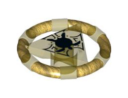 Ring with Center Triangle with Gold Bands and Turtle Pattern (Atlantis Treasure Key): {прозрачно жълт}
