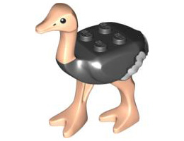 Ostrich with White Tail and Wingtips and Light Nougat Legs and Head: {черен}