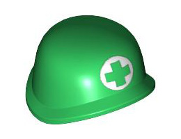 Minifigure, Headgear Helmet Army with Green Cross in White Circle Pattern (Medic): {тъмно зелен}