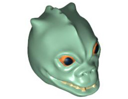 Minifigure, Head Modified SW Trandoshan Pattern: {пясъчно зелен}